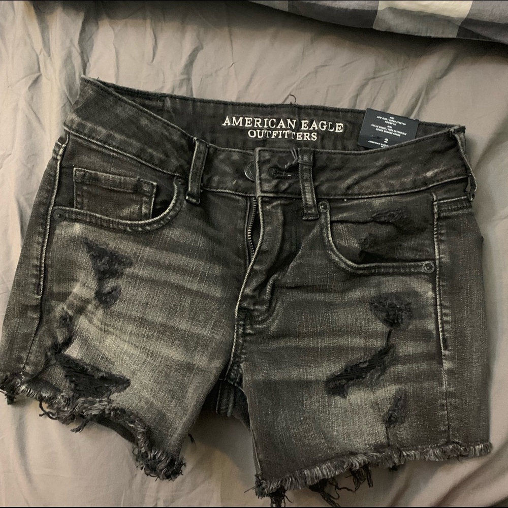 American Eagle washed black MIDI shorts